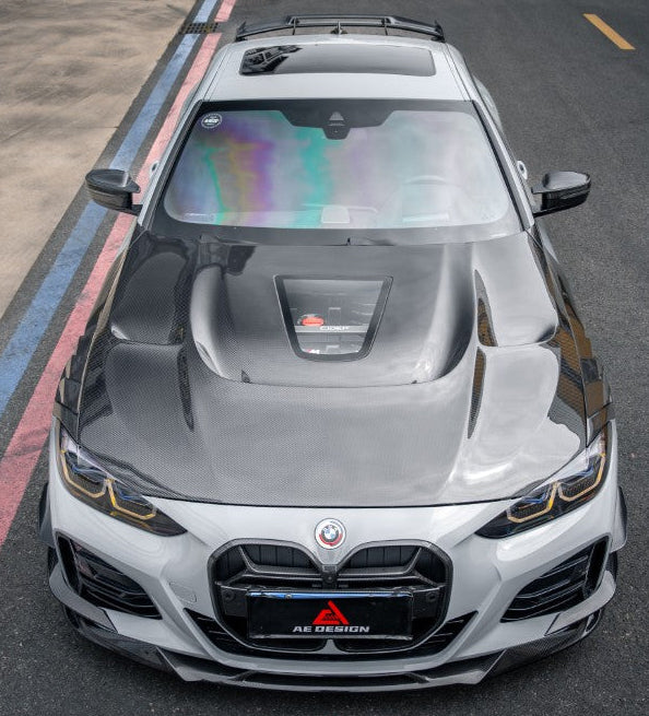 BMW 4 Series M440 430 G22 G23 2020-ON & 4 Series M440 430 G26 2022-ON with Aftermarket Parts - ART Hood Bonnet Dry Pre-preg Carbon Fiber from ArmorExtend