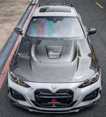 BMW 4 Series M440 430 G22 G23 2020-ON & 4 Series M440 430 G26 2022-ON with Aftermarket Parts - ART Hood Bonnet Dry Pre-preg Carbon Fiber from ArmorExtend