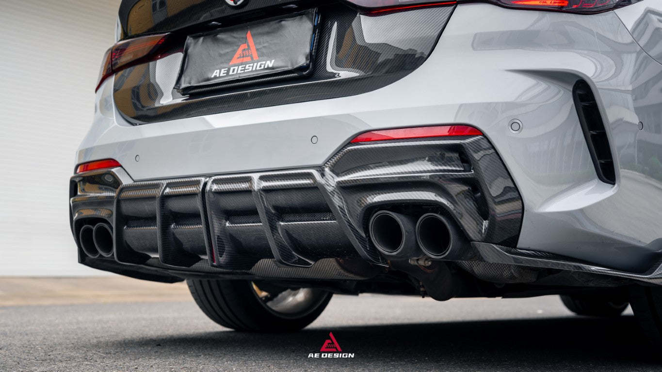 BMW 4 Series M440 430 G22 G23 2020-ON with Aftermarket Parts - ART Rear Diffuser & Canards Dry Pre-preg Carbon Fiber from ArmorExtend