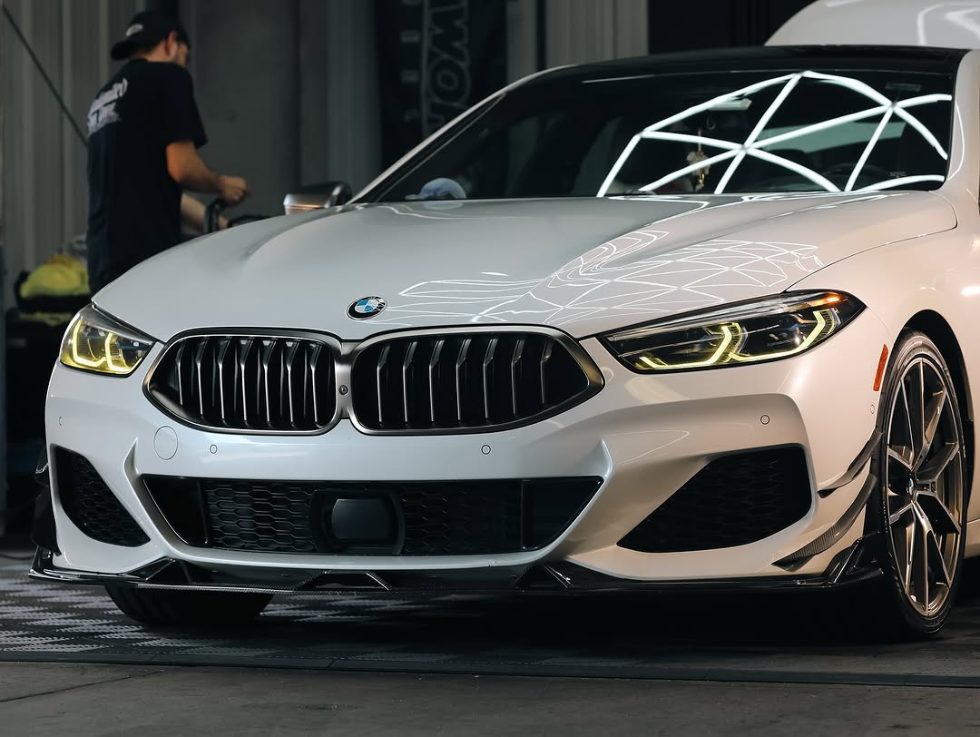 BMW 8 Series M850i 840i (With M-Package Bumper) G14 G15 G16 2018 2019 2020 2021 2022 2023 2024 with Aftermarket Parts - AE Style Front Canards Carbon Fiber from ArmorExtend 