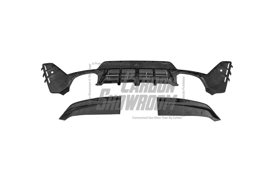 BMW 3 Series 330i (With M-Package Bumper, does not fit base model) M340i LCI G20 G21 2023 2024 with Aftermarket Parts - AE V1 Style Rear Diffuser & Canards Carbon Fiber from ArmorExtend
