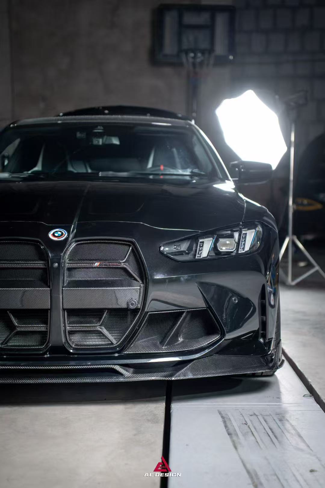 BMW M3 G80 G81 2021 2022 2023 2024 & M4 G82 G83 2021 2022 2023 2024 with Aftermarket Parts - AE V1 Style Front Lip Carbon Fiber from ArmorExtend
