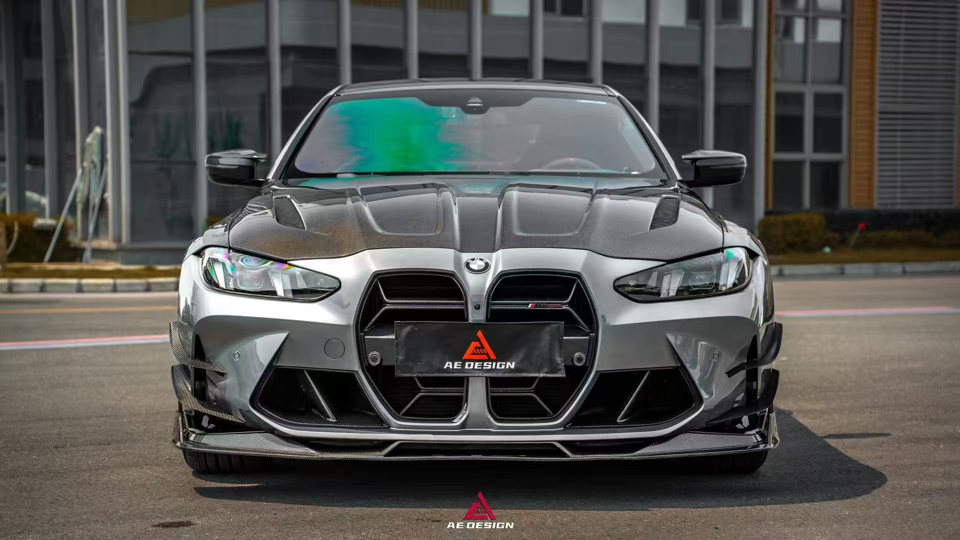 BMW M3 G80 G81 2021 2022 2023 2024 & M4 G82 G83 2021 2022 2023 2024 with Aftermarket Parts - AE V2 Style Front Canards Carbon Fiber from ArmorExtend