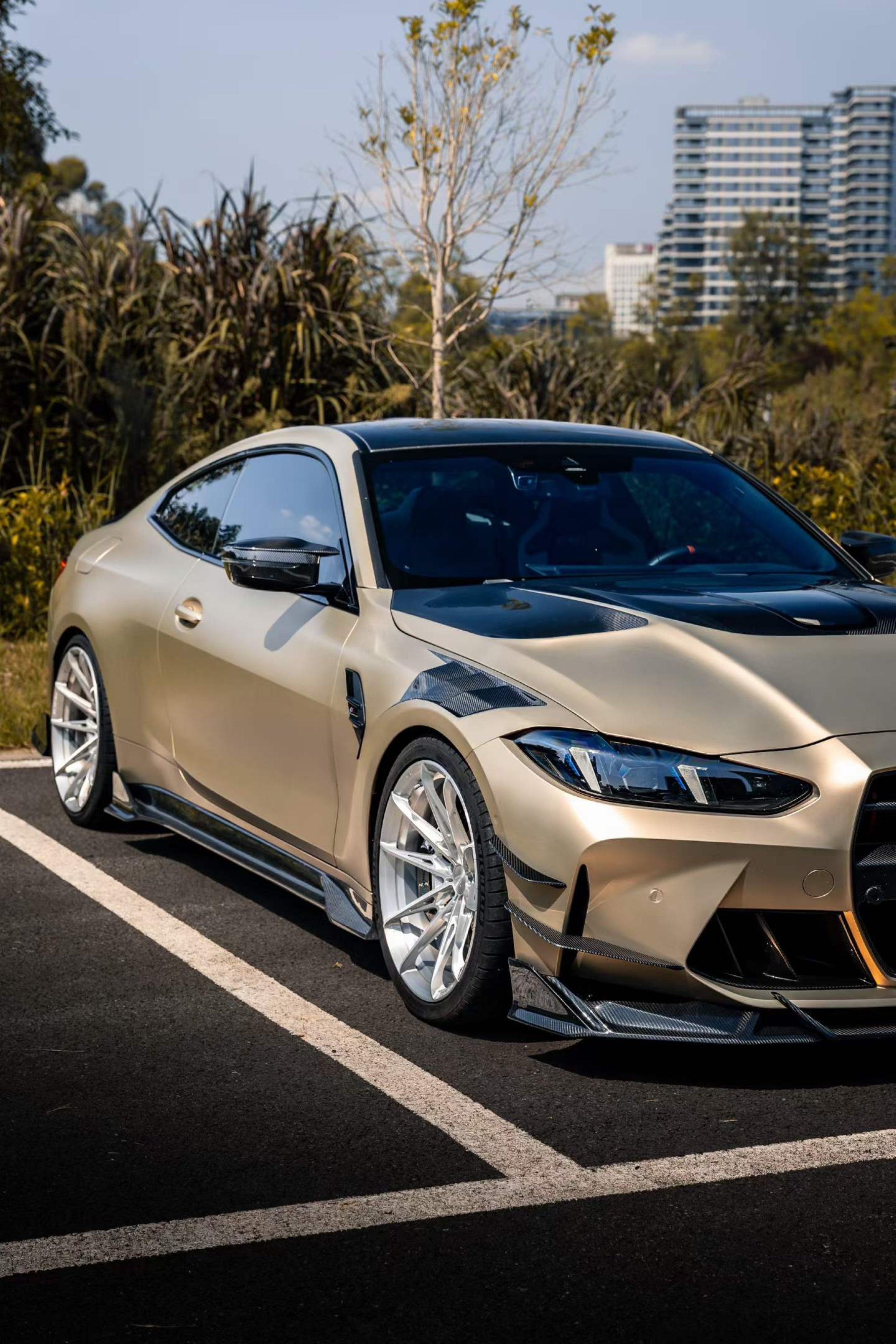 BMW M3 G80 G81 2021-ON & M4 G82 G83 2021-ON with Aftermarket Parts - Venom Sport Series Style Front Canards Dry Pre-preg Carbon Fiber from ArmorExtend
