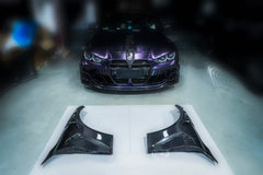 BMW M3 G80 G81 2021 2022 2023 2024 & M4 G82 G83 2021 2022 2023 2024 with Aftermarket Parts - AE Style Front Fenders Carbon Fiber from?ArmorExtend