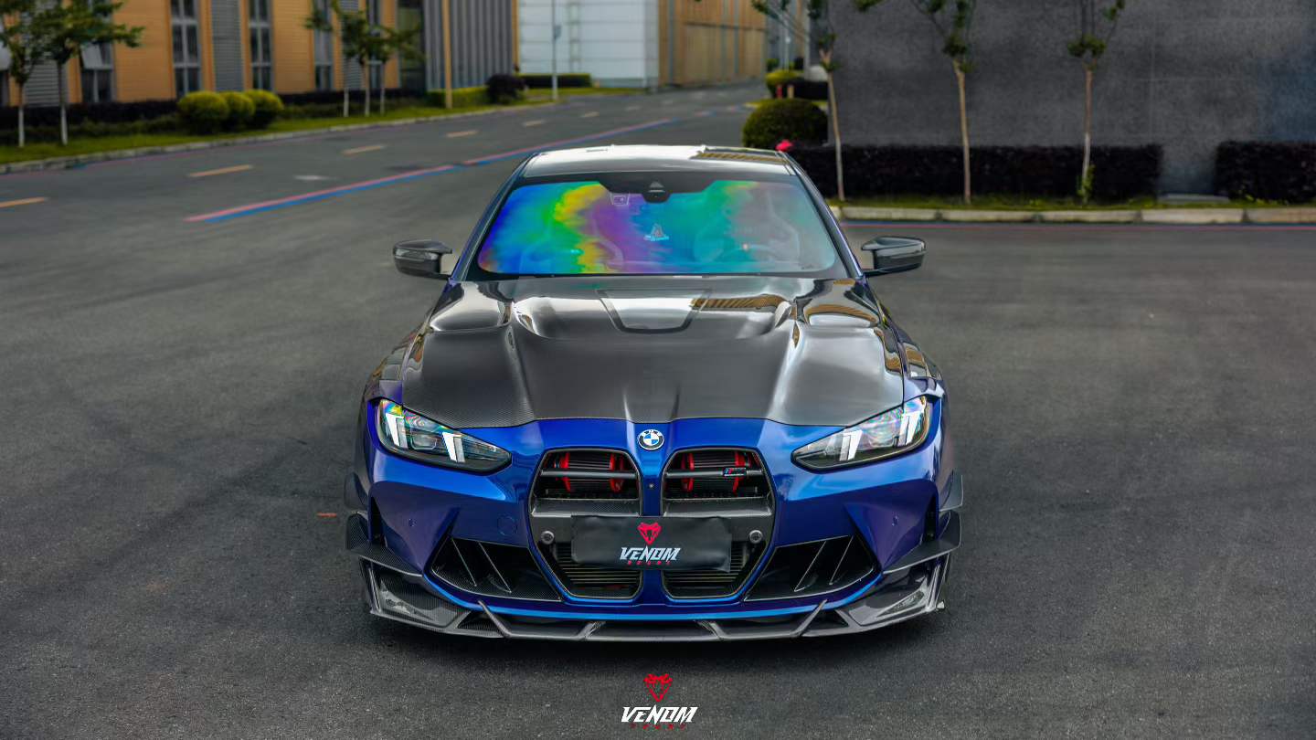 BMW M3CS M3C M3 G80 G81 2021-ON & M4CSL M4CS M4C M4 G82 G83 2021-ON with Aftermarket Parts - ART Vented Transparent Glass V2 Style Hood Bonnet Dry Pre-preg Carbon Fiber from ArmorExtend