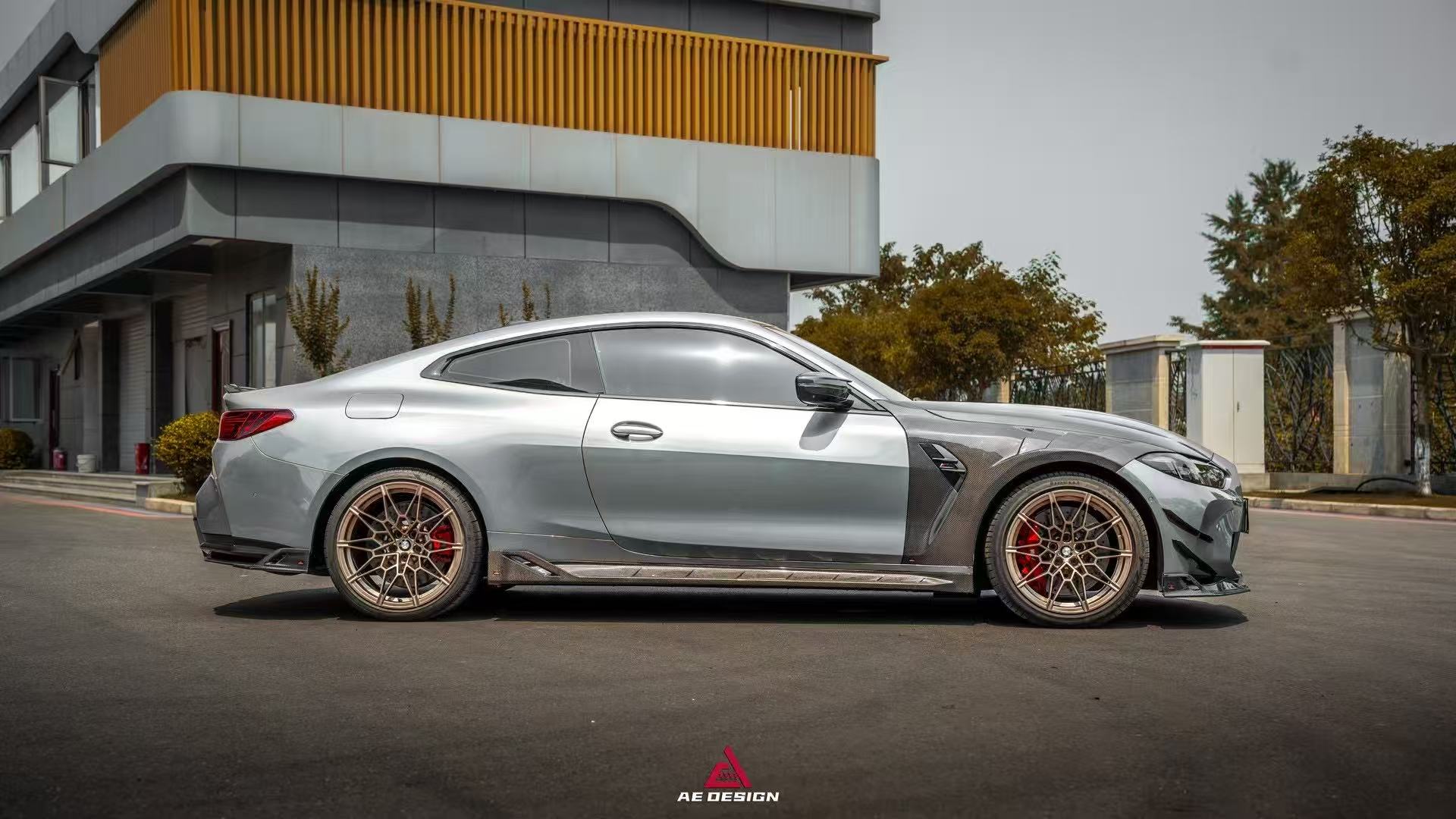 BMW M3 G80 G81 2021 2022 2023 2024 & M4 G82 G83 2021 2022 2023 2024 with Aftermarket Parts - AE Style Side Skirts Carbon Fiber from ArmorExtend