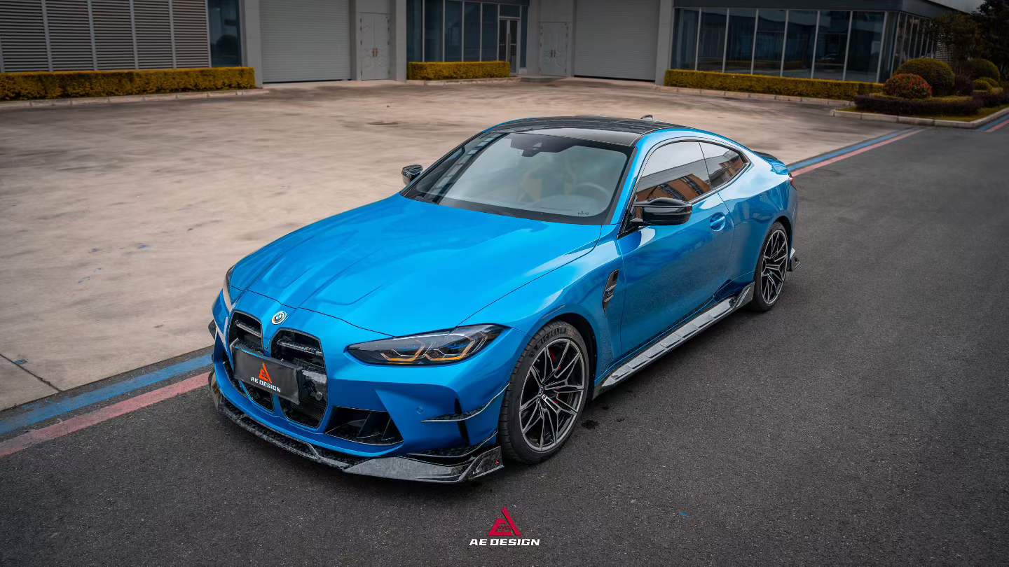 BMW M3 G80 G81 2021 2022 2023 2024 & M4 G82 G83 2021 2022 2023 2024 with Aftermarket Parts - AE Style Side Skirts Carbon Fiber?from ArmorExtend