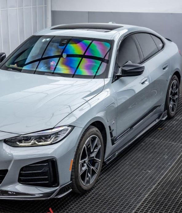 BMW I4 M50 / e Drive 40 & 4 Series Gran Coupe M440i 430i G26 2022 2023 2024 with Aftermarket Parts - AE Style Side Skirts?Carbon Fiber from ArmorExtend