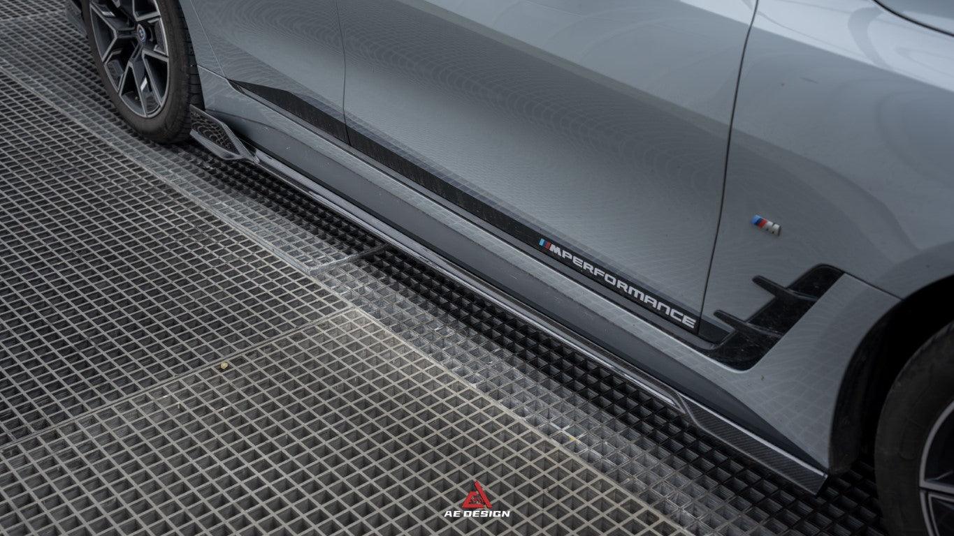 BMW I4 M50 / e Drive 40 & 4 Series Gran Coupe M440i 430i G26 2022 2023 2024 with Aftermarket Parts - AE Style Side Skirts?Carbon Fiber from ArmorExtend