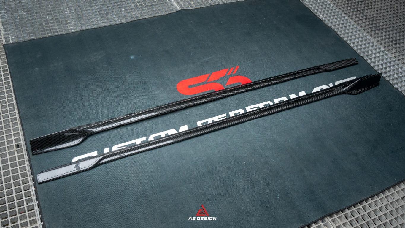 BMW I4 M50 / e Drive 40 & 4 Series Gran Coupe M440i 430i G26 2022 2023 2024 with Aftermarket Parts - AE Style Side Skirts?Carbon Fiber from ArmorExtend
