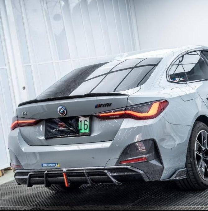 BMW I4 M50 / e Drive 40 G26 2022-ON & 4 Series Gran Coupe M440i 430i? G26 2022-ON (with M-package bumper, does not fit base model) with Aftermarket Parts - AE Style Carbon Fiber Rear Diffuser & Canards?from ArmorExtend