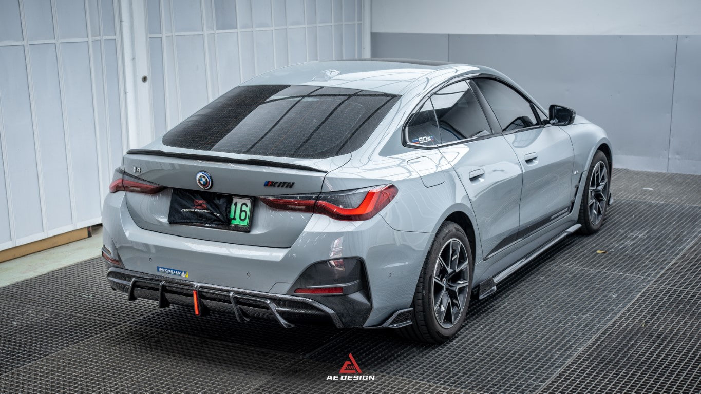 BMW I4 M50 / e Drive 40 G26 2022-ON & 4 Series Gran Coupe M440i 430i  G26 2022-ON (with M-package bumper, does not fit base model) with Aftermarket Parts - AE Style Carbon Fiber Rear Diffuser & Canards from ArmorExtend
