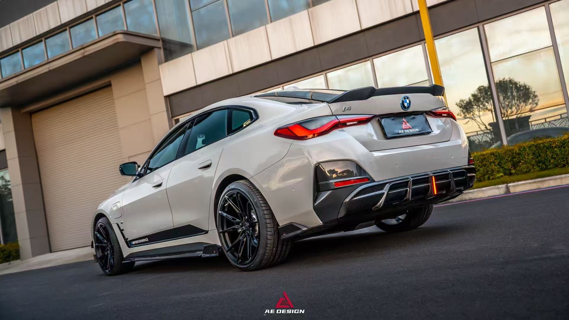 BMW I4 M50 / e Drive 40 G26 2022-ON & 4 Series Gran Coupe M440i 430i  G26 2022-ON (with M-package bumper, does not fit base model) with Aftermarket Parts - AE Style Rear Diffuser & Canards Carbon Fiber from ArmorExtend