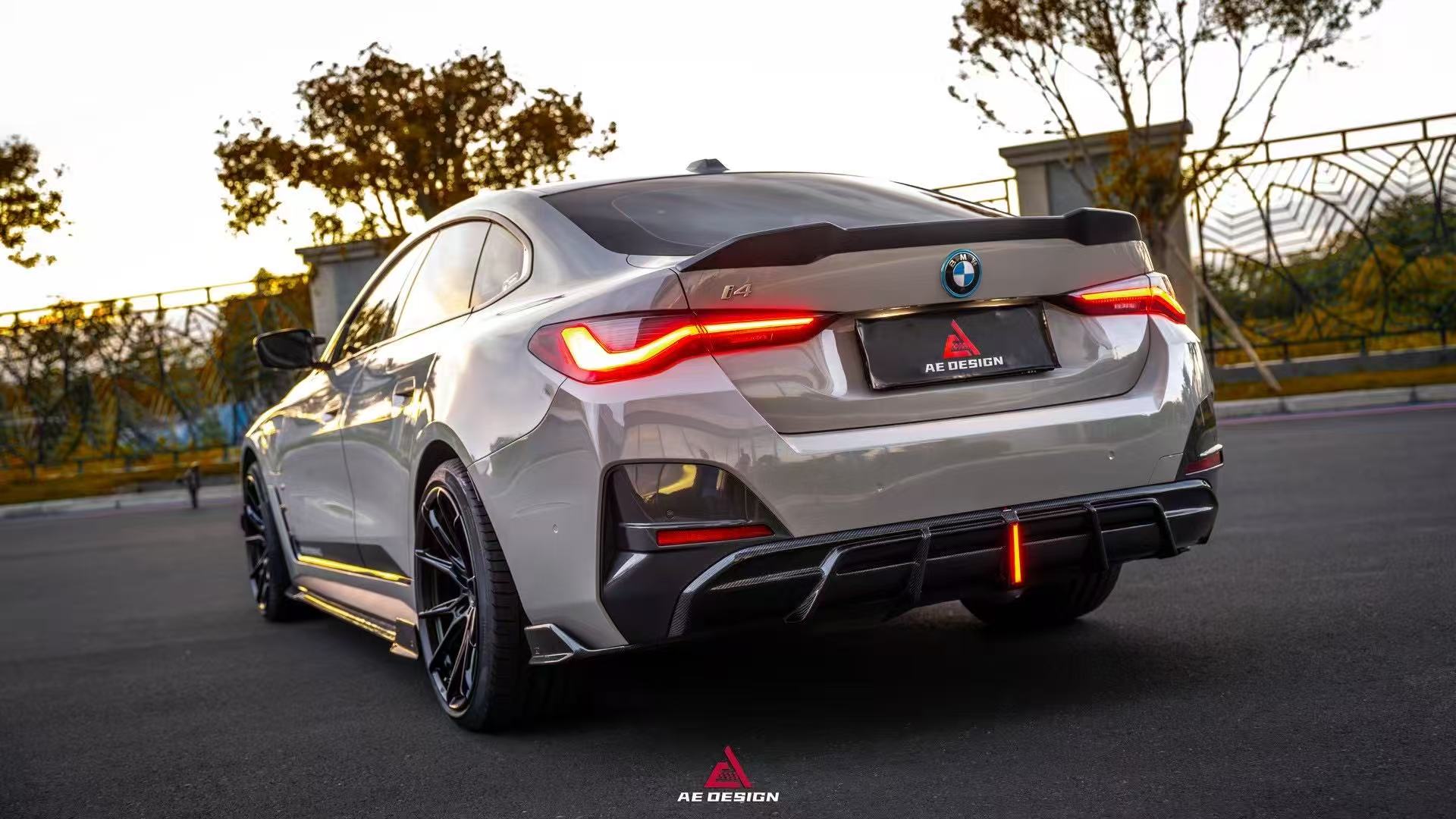 BMW I4 M50 / e Drive 40 G26 2022-ON & 4 Series Gran Coupe M440i 430i  G26 2022-ON (with M-package bumper, does not fit base model) with Aftermarket Parts - AE Style Rear Diffuser & Canards Carbon Fiber from ArmorExtend