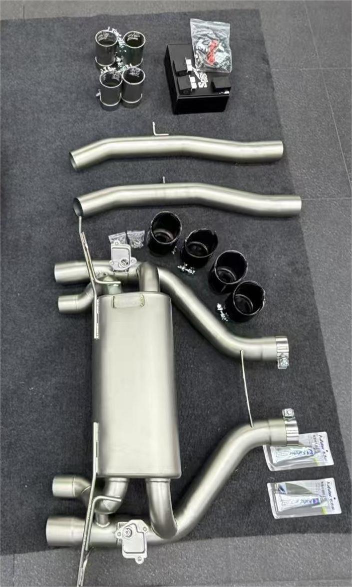 BMW M2C G87 2023-ON (3.0T) with Aftermarket Parts - GT4 Style Catback Exhaust with Valve Stainless Steel / Titanium from ArmorExtend