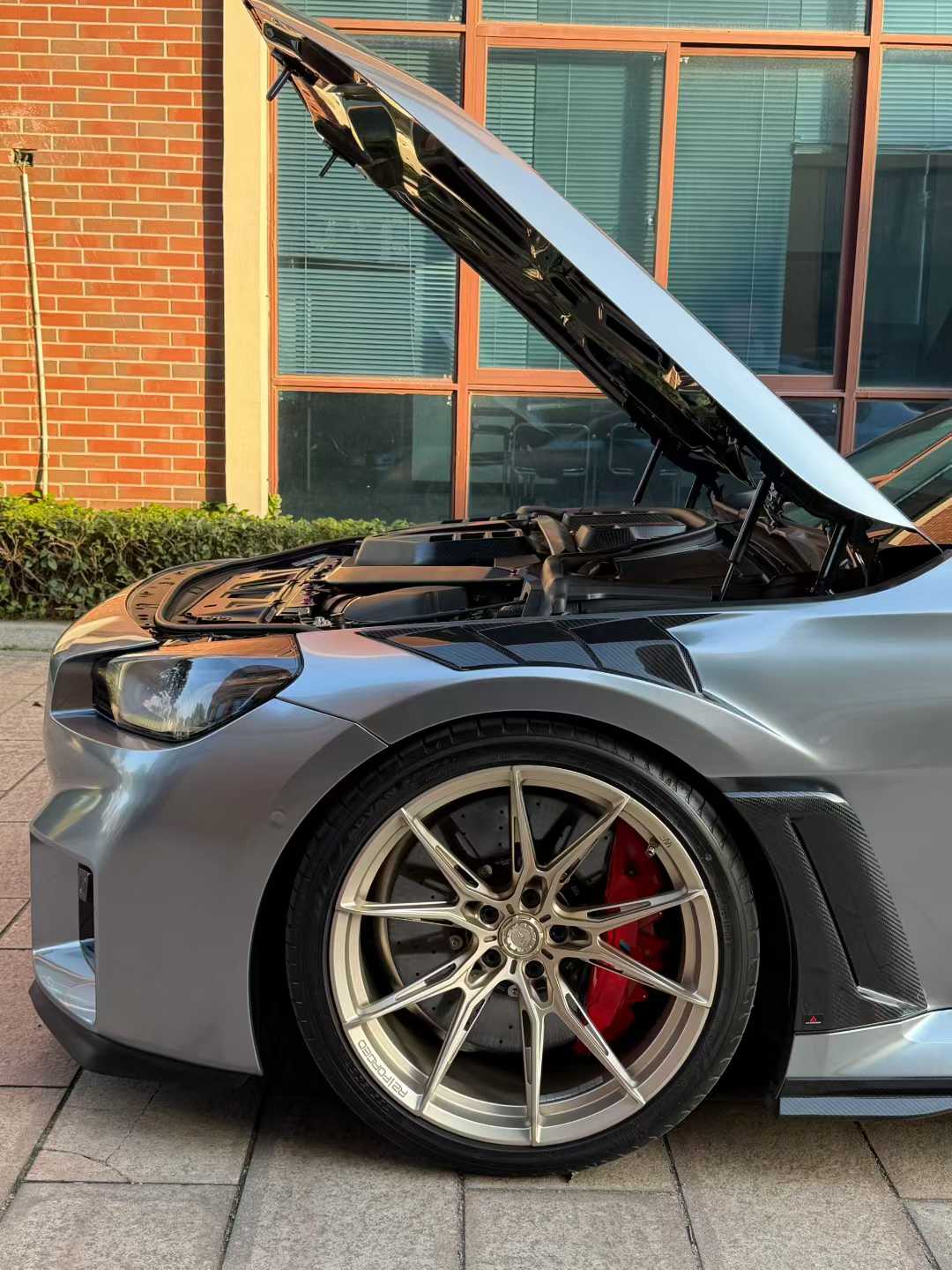 BMW M2 & M2C G87 2023 2024 with Aftermarket Parts - AE V2 Style Front Fenders Pre-preg Carbon Fiber from ArmorExtend