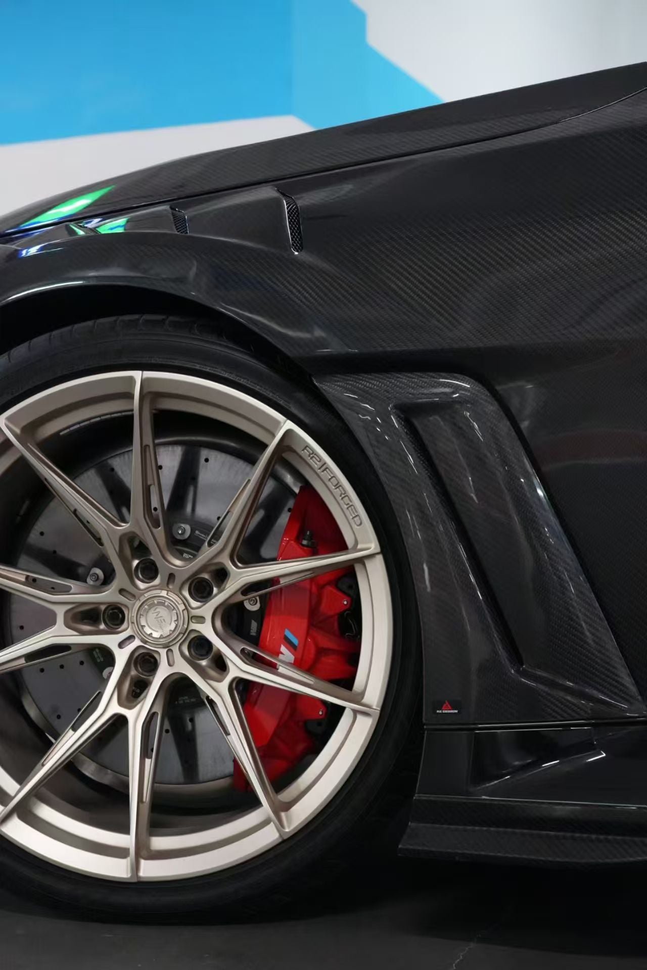 BMW M2 & M2C G87 2023 2024 with Aftermarket Parts - AE V2 Style Front Fenders Pre-preg Carbon Fiber from ArmorExtend