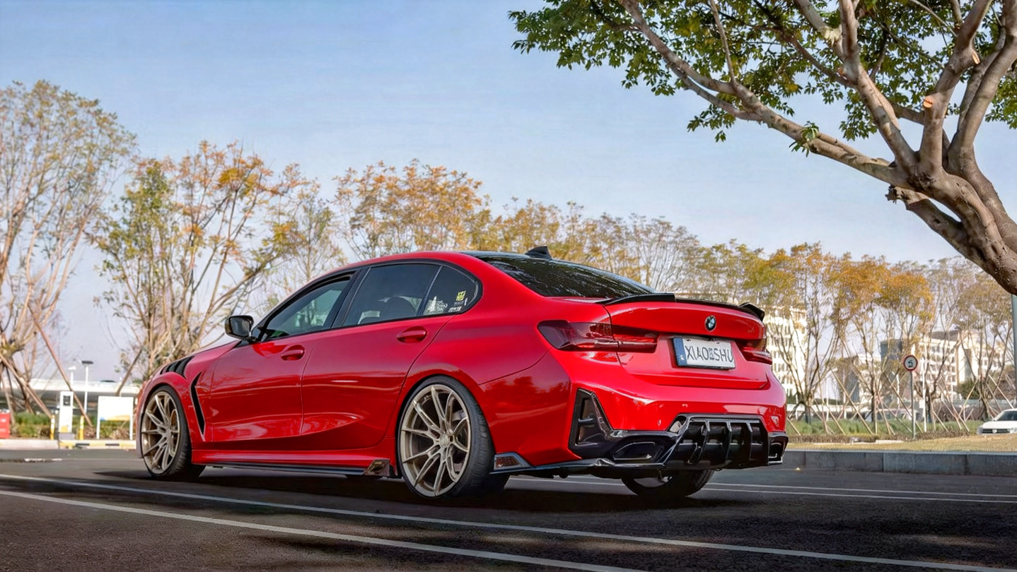 BMW 3 Series M340i 330i (With M-Package Bumper, does not fit base model) LCI G20 G21 2023-ON with Aftermarket Parts - AE V3 Style Rear Diffuser & Canards ABS from ArmorExtend