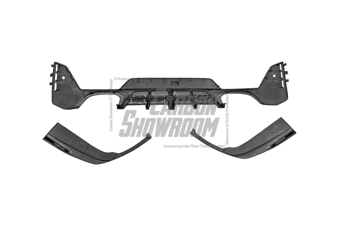 BMW 3 Series 330i (With M-Package Bumper, does not fit base model) M340i LCI G20 G21 2023 2024 2025 with Aftermarket Parts - AE V2 Style Rear Diffuser & Canards Carbon Fiber from?ArmorExtend