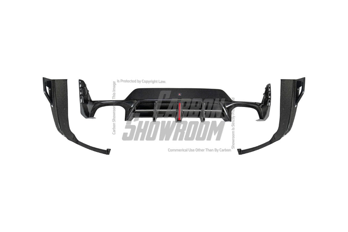 BMW 3 Series 330i (With M-Package Bumper, does not fit base model) M340i LCI G20 G21 2023 2024 2025 with Aftermarket Parts - AE V2 Style Rear Diffuser & Canards Carbon Fiber from?ArmorExtend