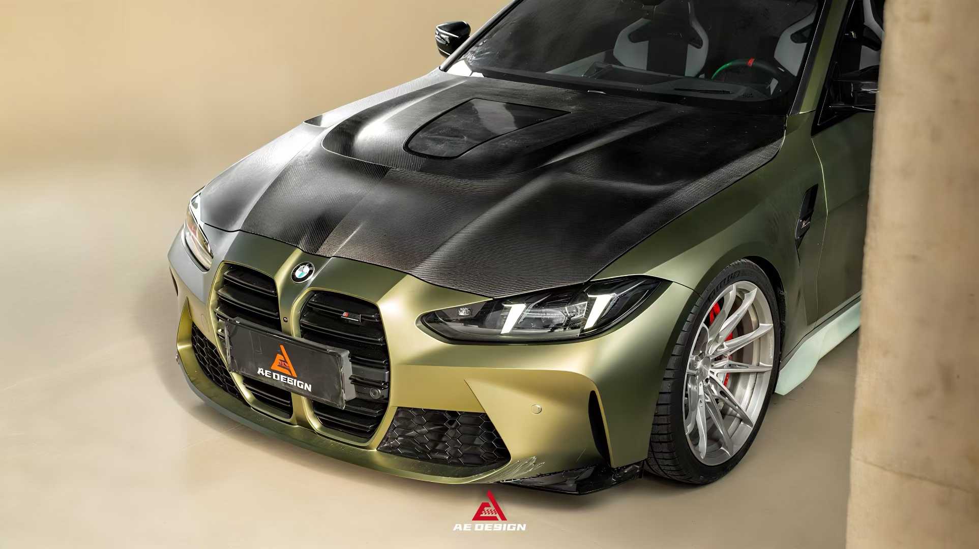 BMW M3CS M3C M3 G80 G81 2021-ON & M4CSL M4CS M4C M4 G82 G83 2021-ON with Aftermarket Parts - ART Vented Transparent Glass V2 Hood Bonnet Dry Pre-preg Carbon Fiber from ArmorExtend