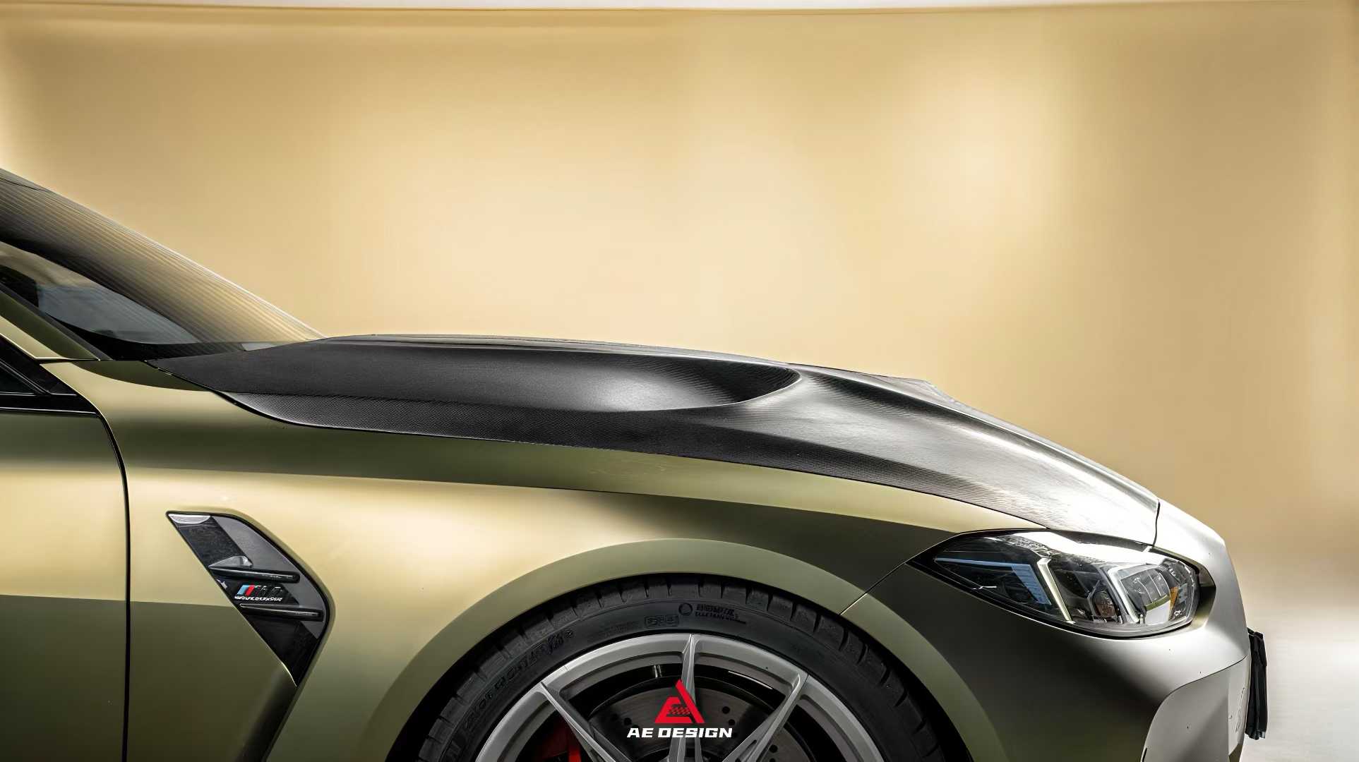 BMW M3CS M3C M3 G80 G81 2021-ON & M4CSL M4CS M4C M4 G82 G83 2021-ON with Aftermarket Parts - ART Vented Transparent Glass V2 Hood Bonnet Dry Pre-preg Carbon Fiber from ArmorExtend