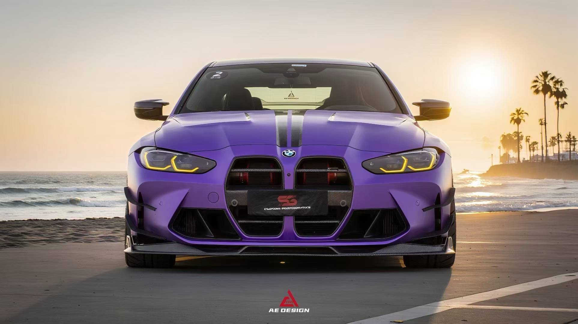 BMW M3 G80 G81 2021 2022 2023 2024 & M4 G82 G83 2021 2022 2023 2024 with Aftermarket Parts - AE V2 Style Front Canards Carbon Fiber from ArmorExtend