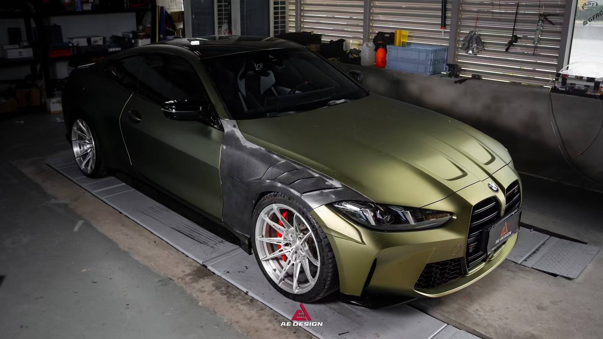 BMW M3 G80 G81 2021 2022 2023 2024 & M4 G82 G83 2021 2022 2023 2024 with Aftermarket Parts - AE Style Front Fenders Pre-preg Carbon Fiber from ArmorExtend