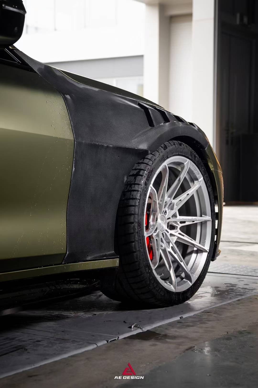 BMW M3 G80 G81 2021 2022 2023 2024 & M4 G82 G83 2021 2022 2023 2024 with Aftermarket Parts - AE Style Front Fenders Pre-preg Carbon Fiber from ArmorExtend