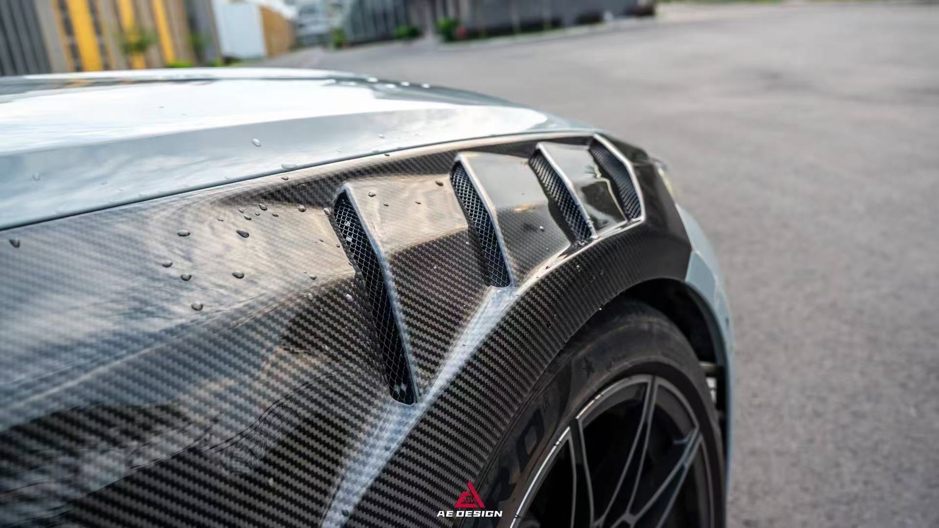 BMW M3 G80 G81 2021 2022 2023 2024 & M4 G82 G83 2021 2022 2023 2024 with Aftermarket Parts - AE Style Front Fenders Pre-preg Carbon Fiber from ArmorExtend