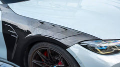 BMW M3 G80 G81 2021 2022 2023 2024 & M4 G82 G83 2021 2022 2023 2024 with Aftermarket Parts - AE Style Front Fenders Pre-preg Carbon Fiber from ArmorExtend