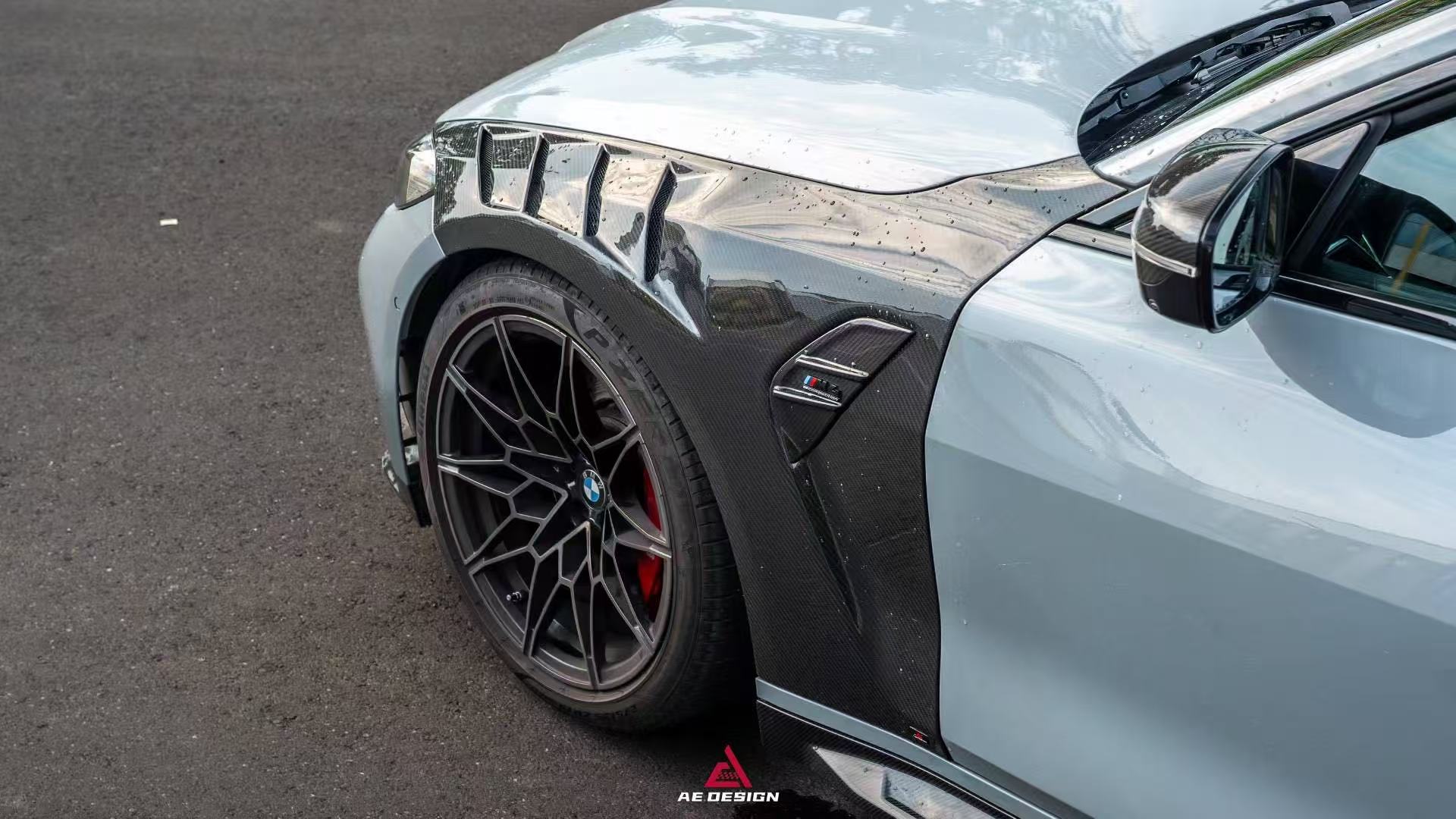 BMW M3 G80 G81 2021 2022 2023 2024 & M4 G82 G83 2021 2022 2023 2024 with Aftermarket Parts - AE Style Front Fenders Pre-preg Carbon Fiber from ArmorExtend