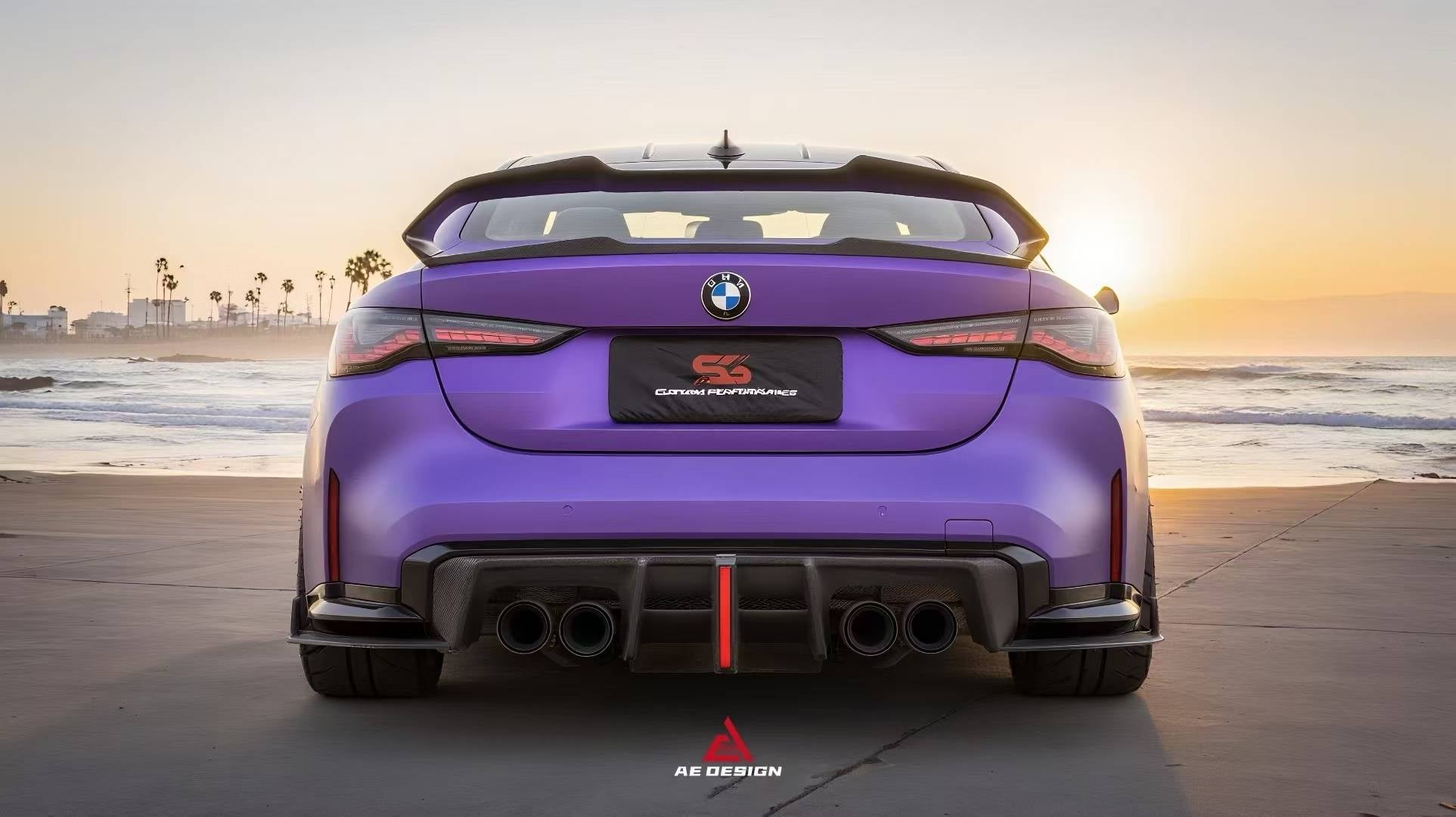 BMW M3 G80 G81 2021 2022 2023 2024 & M4 G82 G83 2021 2022 2023 2024 with Aftermarket Parts - AE V2 Style Rear Diffuser & Canards Carbon Fiber from ArmorExtend