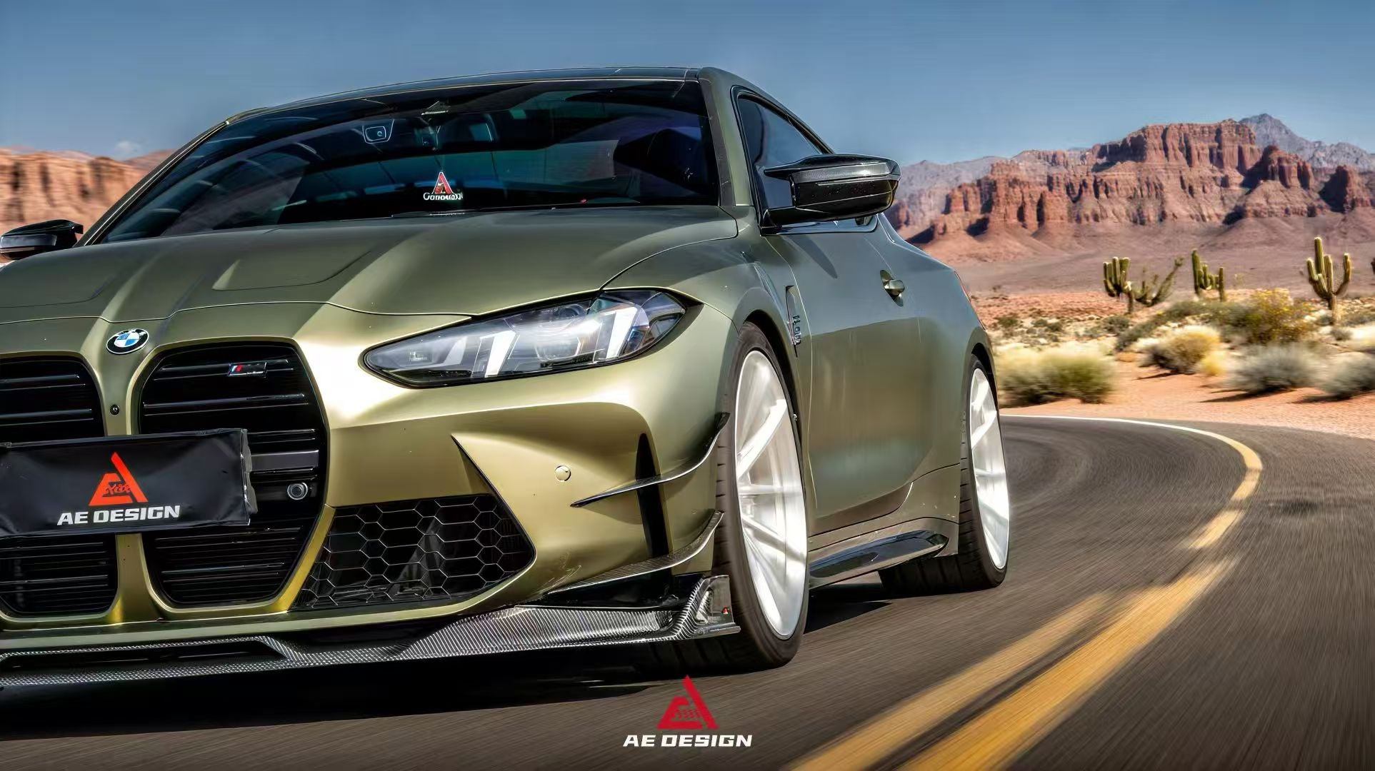 BMW M3 G80 G81 2021 2022 2023 2024 & M4 G82 G83 2021 2022 2023 2024 with Aftermarket Parts - AE V2 Style Front Canards Carbon Fiber from ArmorExtend