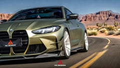 BMW M3 G80 G81 2021 2022 2023 2024 & M4 G82 G83 2021 2022 2023 2024 with Aftermarket Parts - AE V2 Style Front Canards Carbon Fiber from ArmorExtend