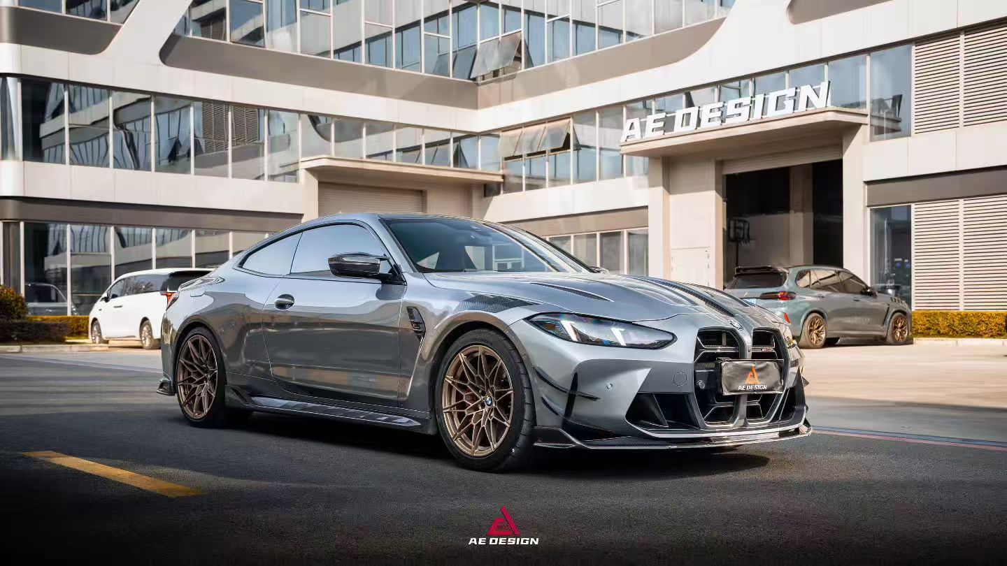 BMW M3 G80 G81 2021 2022 2023 2024 & M4 G82 G83 2021 2022 2023 2024 with Aftermarket Parts - AE V2 Style Front Canards Carbon Fiber from ArmorExtend