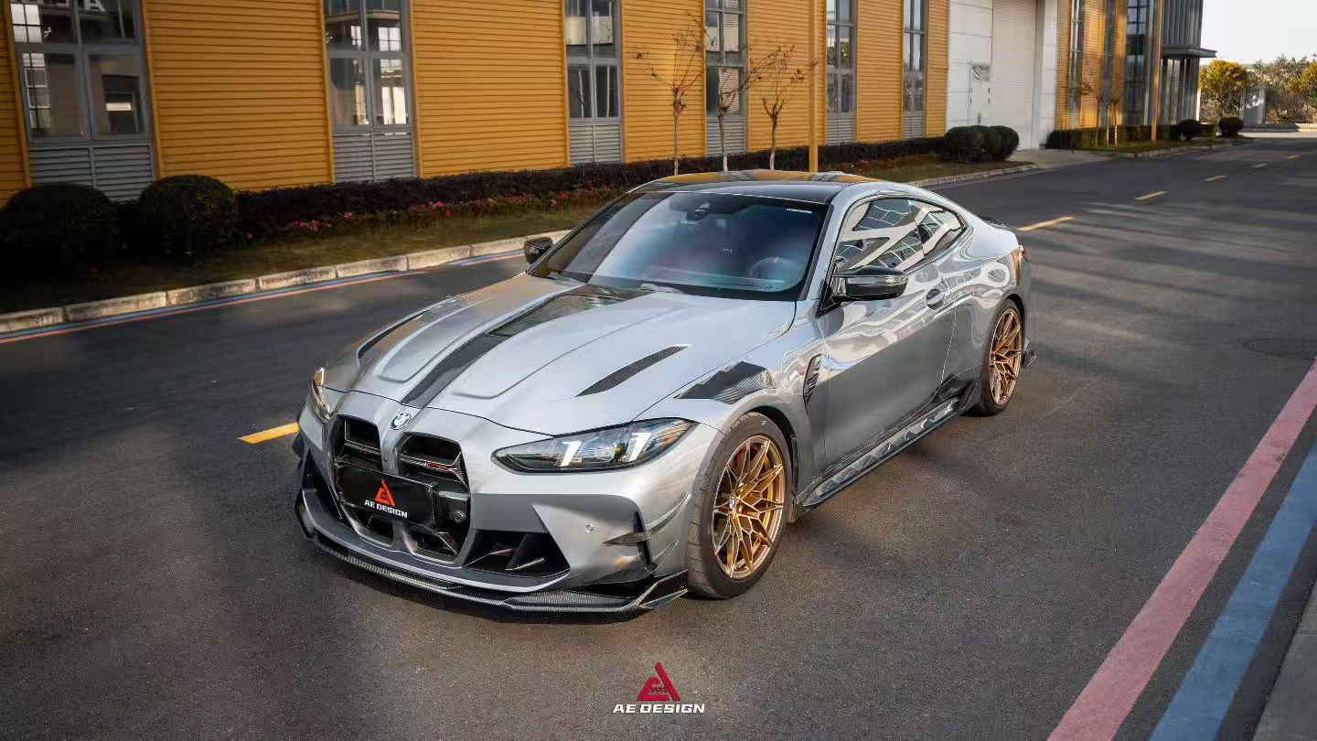 BMW M3 G80 G81 2021 2022 2023 2024 & M4 G82 G83 2021 2022 2023 2024 with Aftermarket Parts - AE Style Front Fenders Pre-preg Carbon Fiber from ArmorExtend