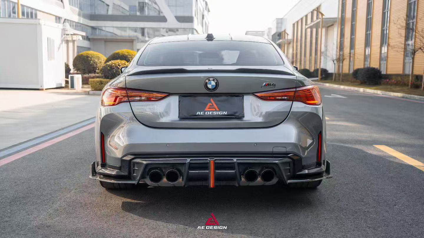 BMW M3 G80 G81 & M4 G82 G83 2021-ON with Aftermarket Parts - V3 Rear Diffuser & Rear Canards Dry Pre-preg Carbon Fiber from ArmorExtend