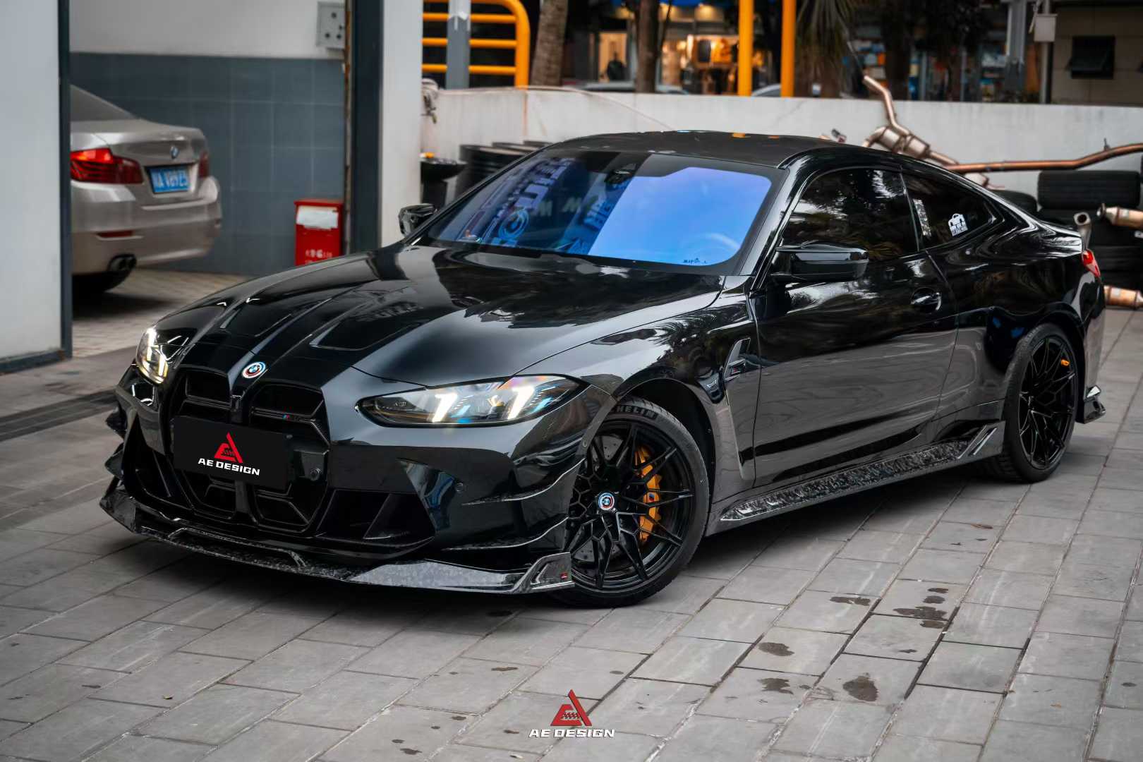 BMW M3 G80 G81 2021 2022 2023 2024 & M4 G82 G83 2021 2022 2023 2024 with Aftermarket Parts - AE V2 Style Front Canards Carbon Fiber from ArmorExtend