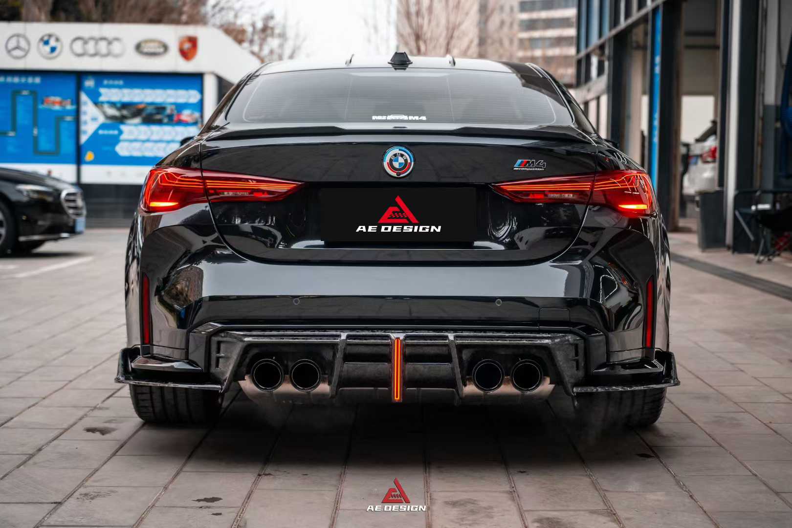 BMW M3 G80 G81 & M4 G82 G83 2021-ON with Aftermarket Parts - V3 Rear Diffuser & Rear Canards Dry Pre-preg Carbon Fiber from ArmorExtend
