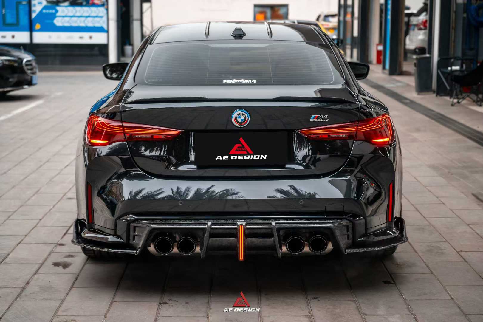 BMW M3 G80 G81 & M4 G82 G83 2021-ON with Aftermarket Parts - V3 Rear Diffuser & Rear Canards Dry Pre-preg Carbon Fiber from ArmorExtend