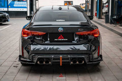BMW M3 G80 G81 & M4 G82 G83 2021-ON with Aftermarket Parts - V3 Rear Diffuser & Rear Canards Dry Pre-preg Carbon Fiber from ArmorExtend