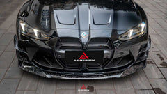 BMW M3 G80 G81 2021 2022 2023 2024 & M4 G82 G83 2021 2022 2023 2024 with Aftermarket Parts - AE V1 Style Front Lip Carbon Fiber from ArmorExtend