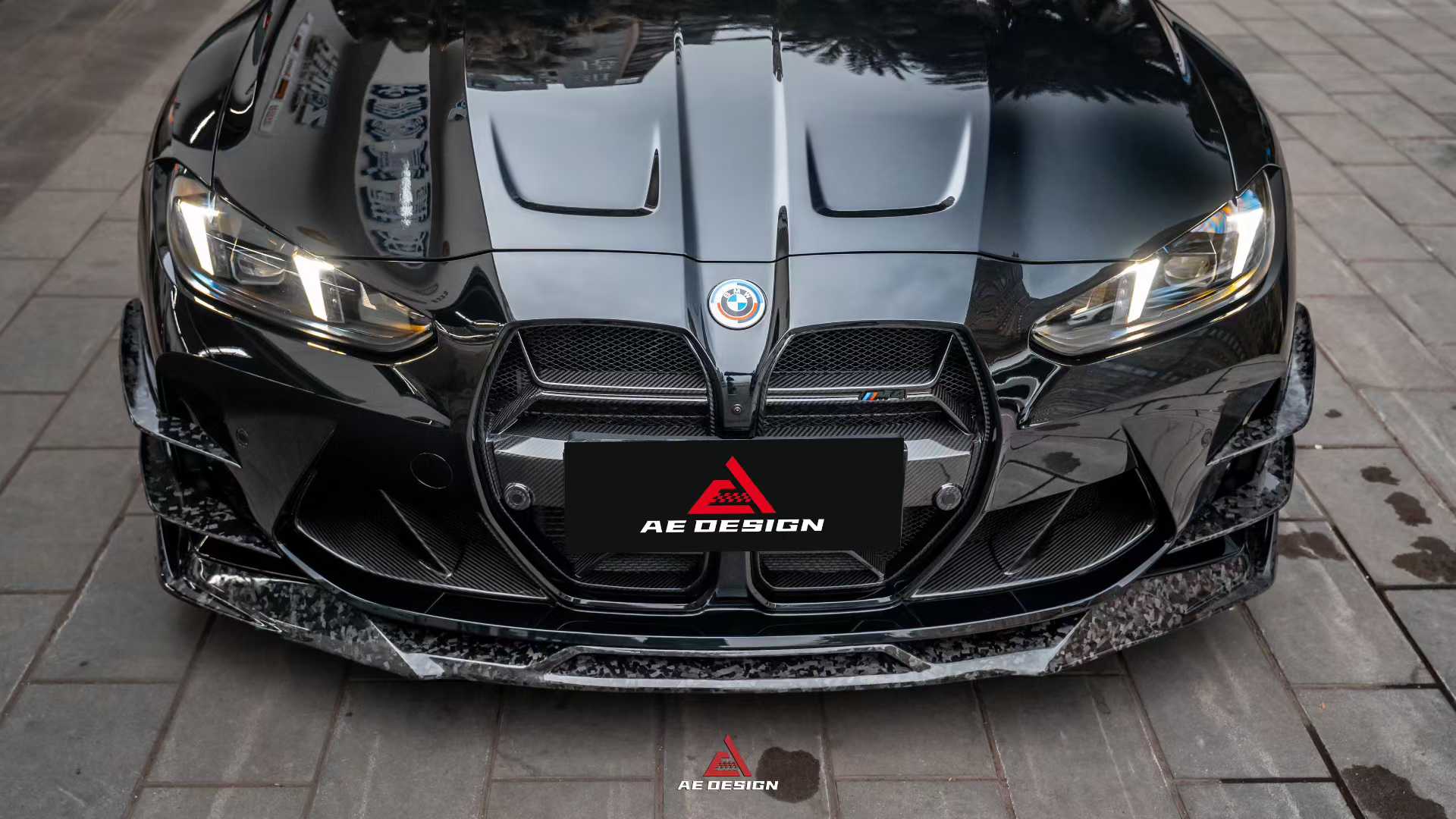 BMW M3 G80 G81 2021 2022 2023 2024 & M4 G82 G83 2021 2022 2023 2024 with Aftermarket Parts - AE V2 Style Front Canards Carbon Fiber from ArmorExtend
