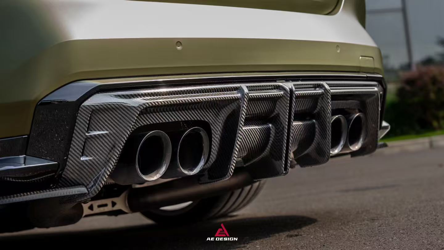 BMW M3 G80 G81 & M4 G82 G83 2021-ON with Aftermarket Parts - V3 Rear Diffuser & Rear Canards Dry Pre-preg Carbon Fiber from ArmorExtend