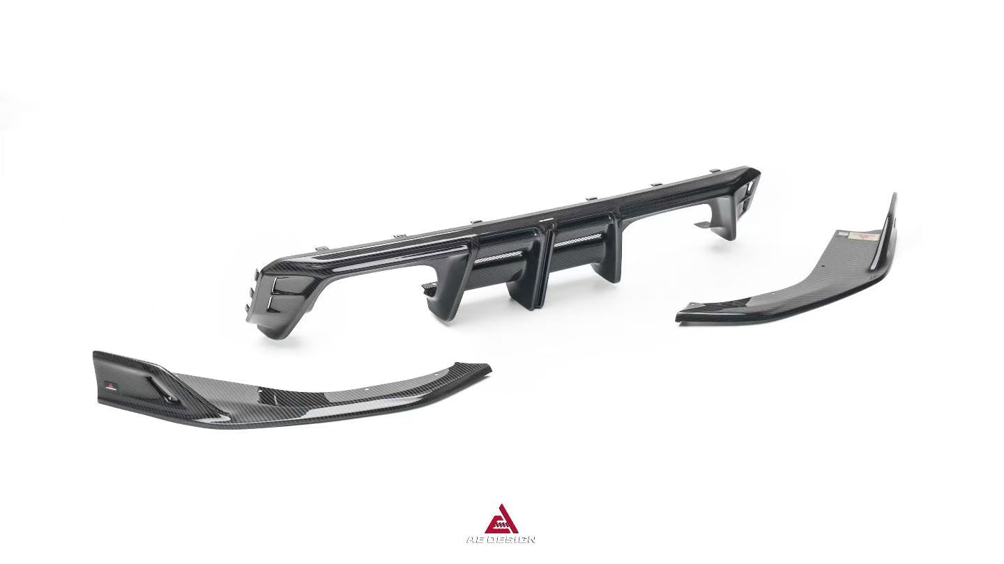 BMW M3 G80 G81 & M4 G82 G83 2021-ON with Aftermarket Parts - V3 Rear Diffuser & Rear Canards Dry Pre-preg Carbon Fiber from ArmorExtend