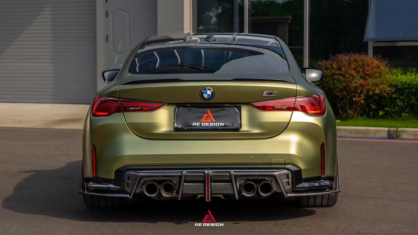 BMW M3 G80 G81 & M4 G82 G83 2021-ON with Aftermarket Parts - V3 Rear Diffuser & Rear Canards Dry Pre-preg Carbon Fiber from ArmorExtend