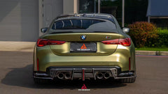 BMW M3 G80 G81 & M4 G82 G83 2021-ON with Aftermarket Parts - V3 Rear Diffuser & Rear Canards Dry Pre-preg Carbon Fiber from ArmorExtend