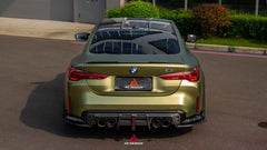 BMW M3 G80 G81 & M4 G82 G83 2021-ON with Aftermarket Parts - V3 Rear Diffuser & Rear Canards Dry Pre-preg Carbon Fiber from ArmorExtend